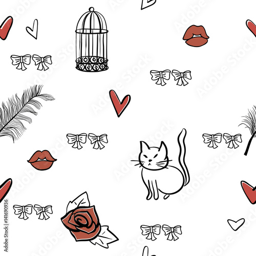 seamless romantic vector elements pattern