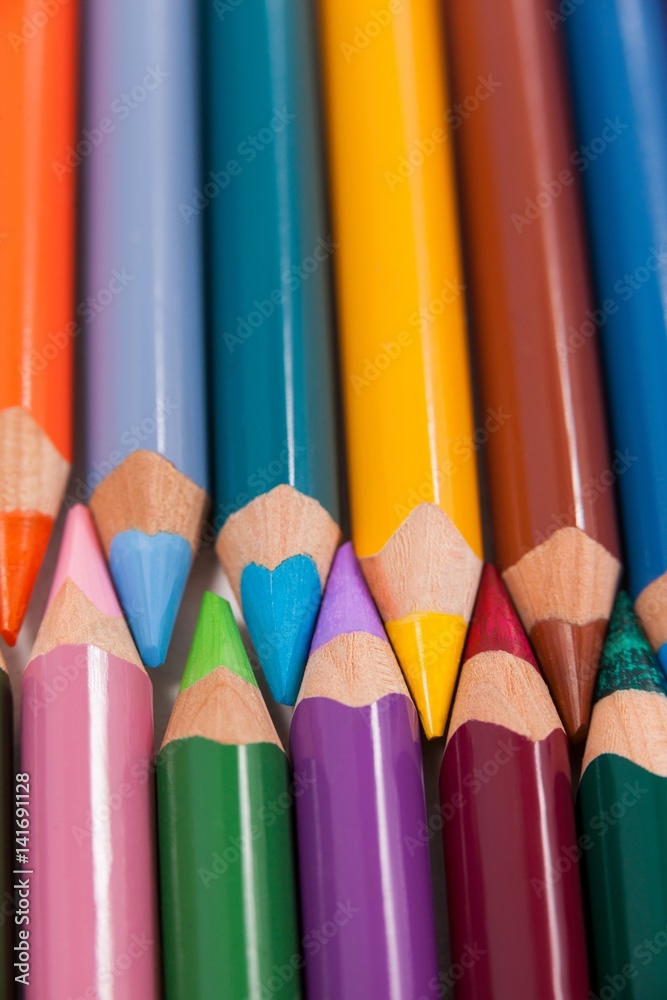 Colored pencils arranged in interlock pattern Colored pencils arranged in interlock pattern