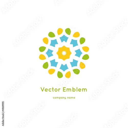 Bright and juicy beautiful circular logo for organic shop, eco product.