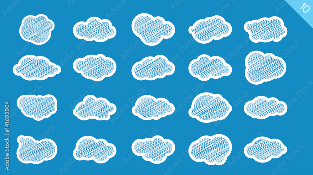 Cartoon clouds set on blue background Cartoon clouds set on blue background