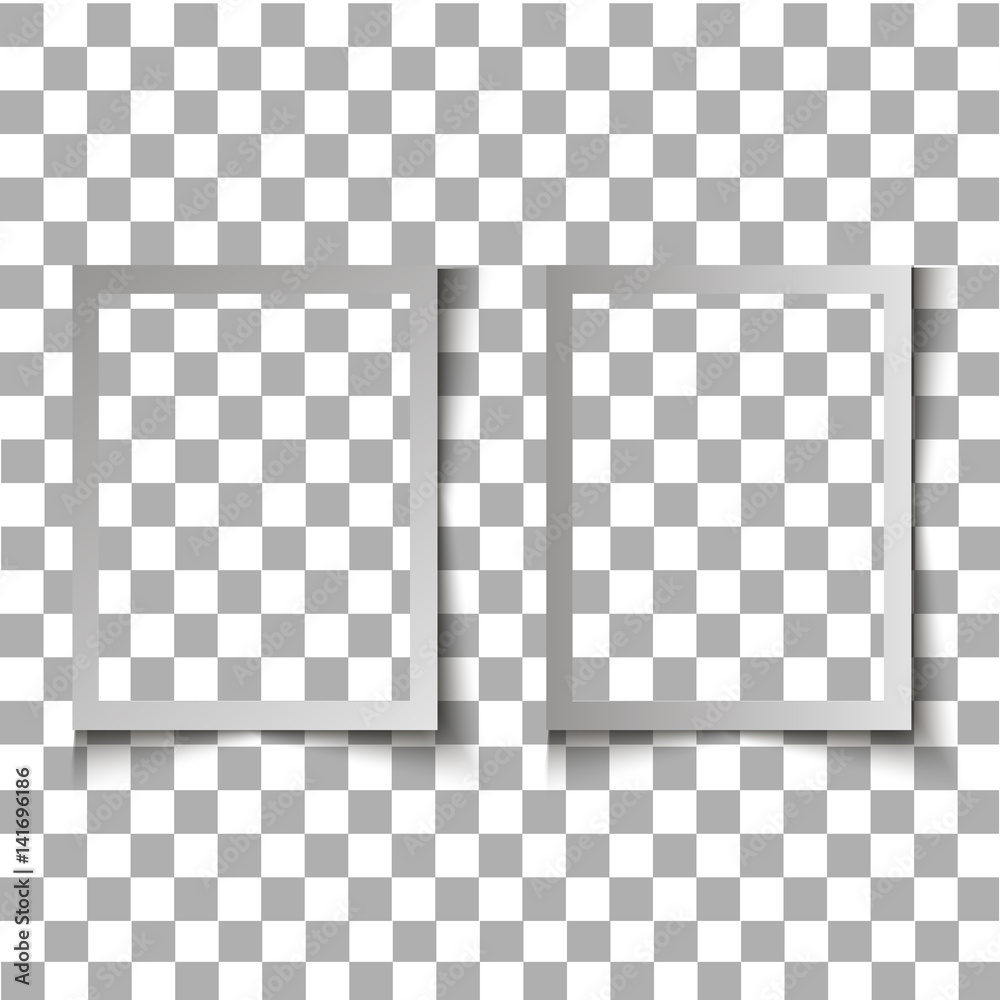 Set of Realistic vector blank photo frame with soft transparent shadow isolated on transparent background. Vector illustration retro photo frame template photo design. Vintage style Set of Realistic vector blank photo frame with soft transparent shadow isolated on transparent background. Vector illustration retro photo frame template photo design. Vintage style