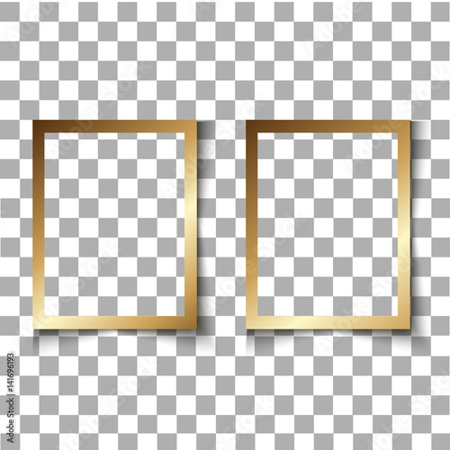 Set of Realistic vector blank photo frame with soft transparent shadow isolated on transparent background. Vector illustration retro photo frame template photo design. Vintage style