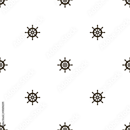 Sea seamless pattern with handwheel background. Vector
