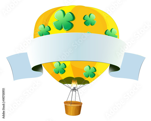 Banner design with hotair balloon flying