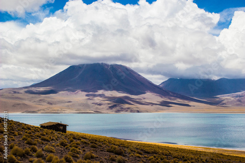 Fototapeta Naklejka Na Ścianę i Meble -  Laguna Miscanti and Laguna Miñique, is an altiplanic lagoon of Chile of 4500 msnm where they appear like a great oasis of turquoise waters, located in the Desert of Atacama (Region of Antofagasta).