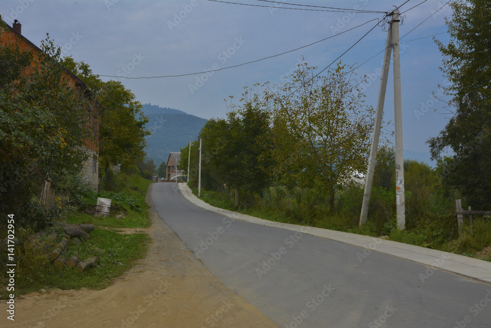 Landscape rural mountainous area in western Ukraine