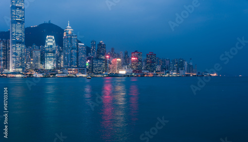 view of victoria harbor in Hong Kong China.