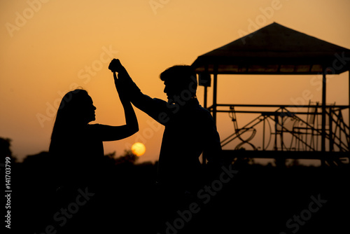 Couple Love in Sunset Evening