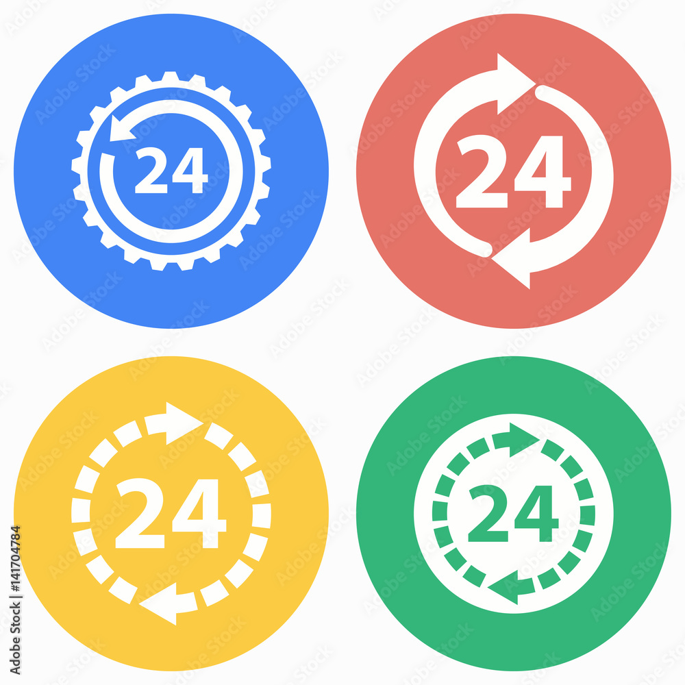 24 hour service icon set. 24 hour service icon set.