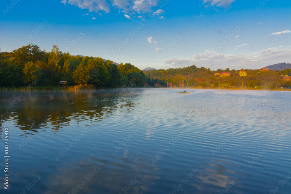 Lake in the mountains for recreation and fishing Lake in the mountains for recreation and fishing