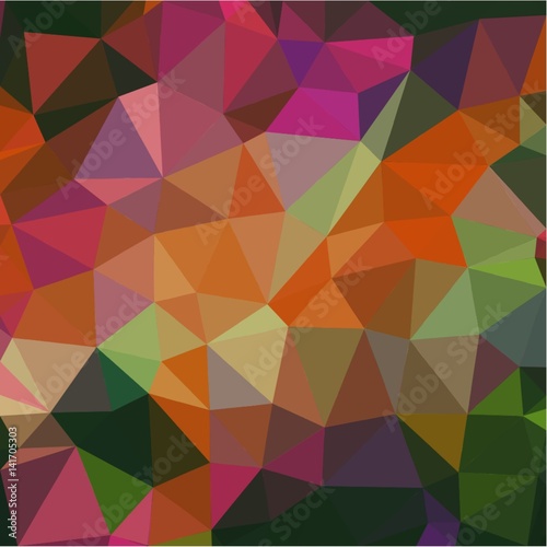 Abstract background of small triangles polygon blue and pink and green and yellow fragments light and dark sharp throughout the drawing