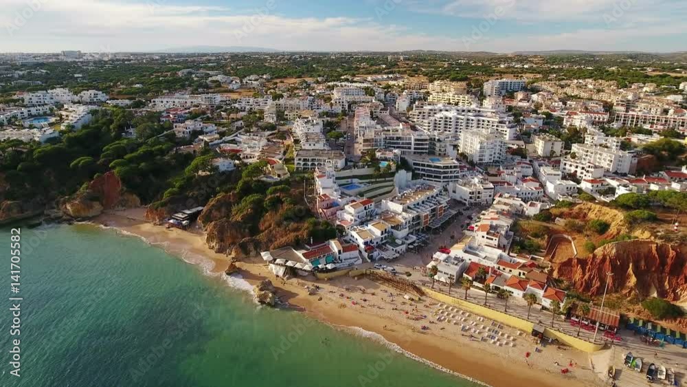 Aerial. Shooting from the sky of tourist area of village Olhos de Agua Aerial. Shooting from the sky of tourist area of village Olhos de Agua