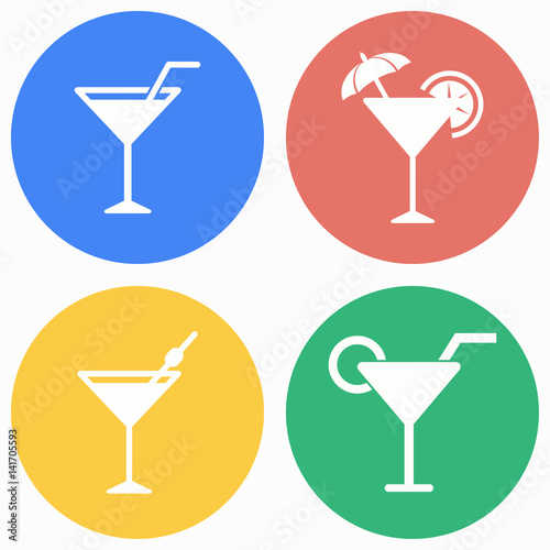 Cocktail icon set.