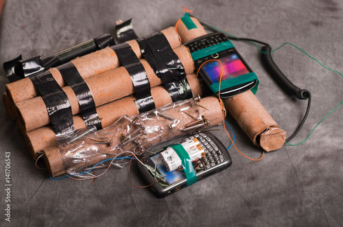 Close up shot of improvised explosive device bomb
