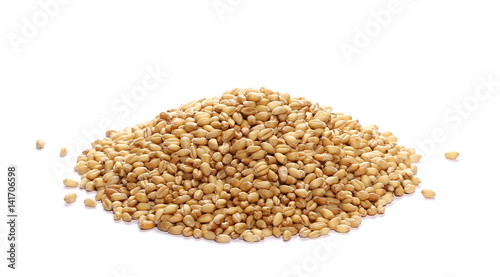 Wheat pile side view on white background