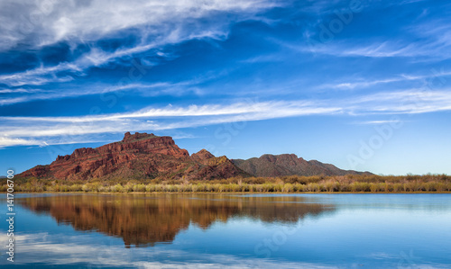 Desert Mountain Reflection in River