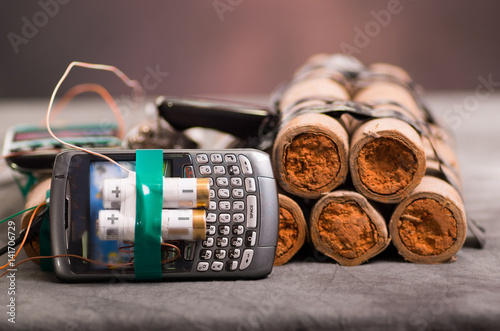 Close up shot of improvised explosive device bomb