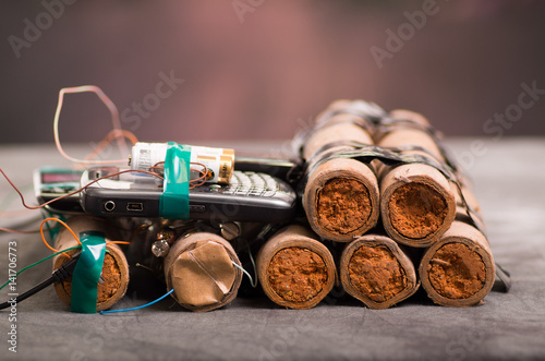 Close up shot of improvised explosive device bomb photo