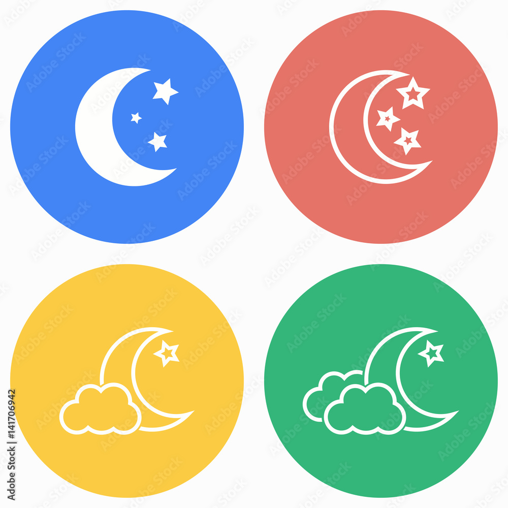 Moon star icon set. Moon star icon set.