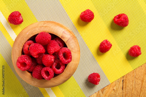 Fresh rasberries on wooden