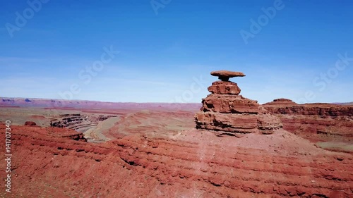 aerial view over the utah desert approaching mexican hat