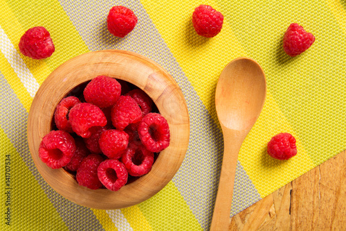 Fresh rasberries and a spoon