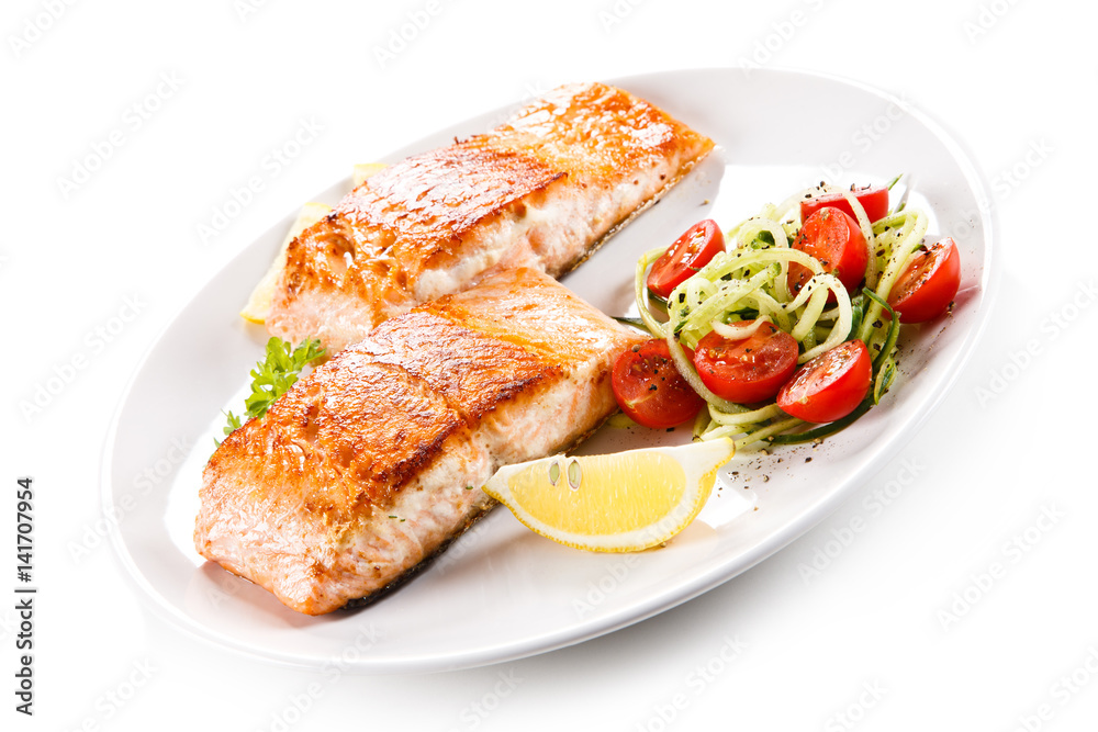 Grilled salmon with vegetables Grilled salmon with vegetables