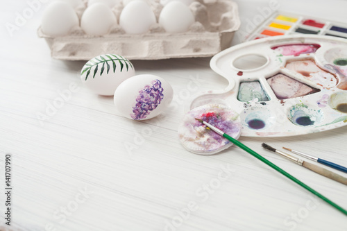 coloring eggs colors for Easter, Botanical illustration