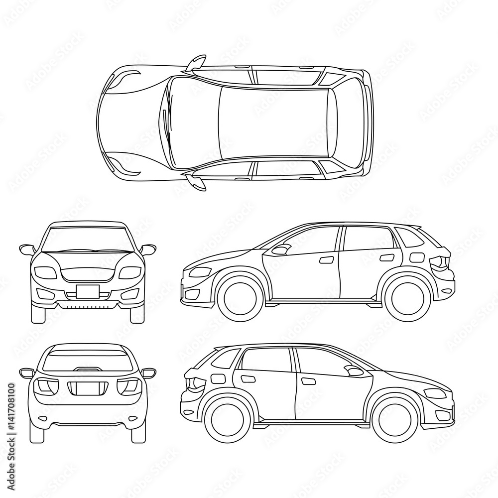 Offroad suv auto outline vector vehicle Stock Vector | Adobe Stock