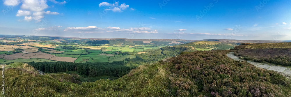Fototapeta premium View across the North York Moors from Cleveland Way between Clay Bank and Wainstones, near Stokesley, North Yorkshire, UK