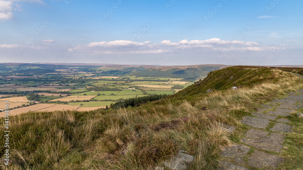 View across the North York Moors from Cleveland Way between Clay Bank and Wainstones, near Stokesley, North Yorkshire, UK