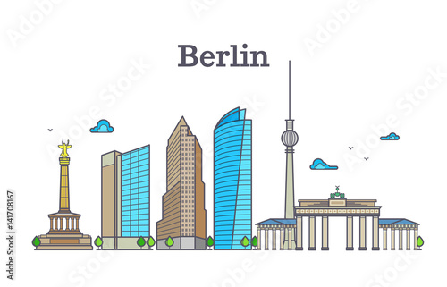 Berlin silhouette skyline panorama, city landscape vector illustration