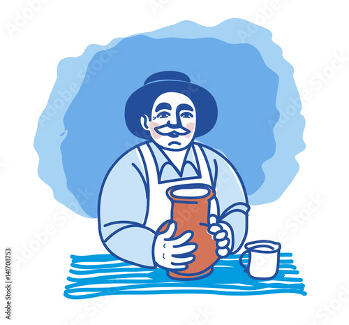 Obraz na płótnie the milkman with a jug of milk and a mug w salonie