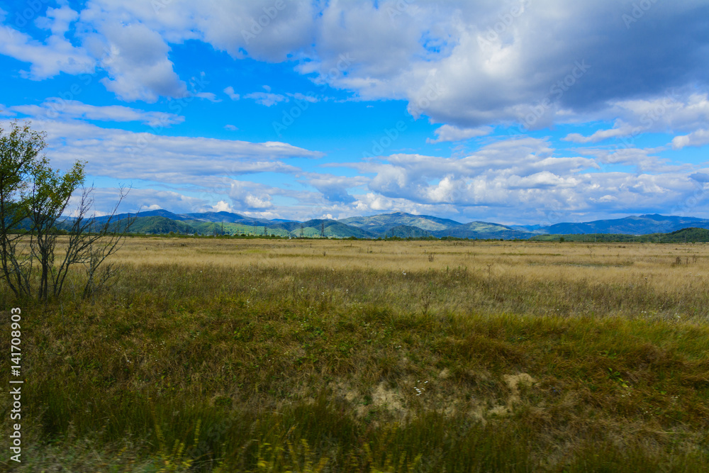 The landscape of fields and mountains in western Ukraine The landscape of fields and mountains in western Ukraine