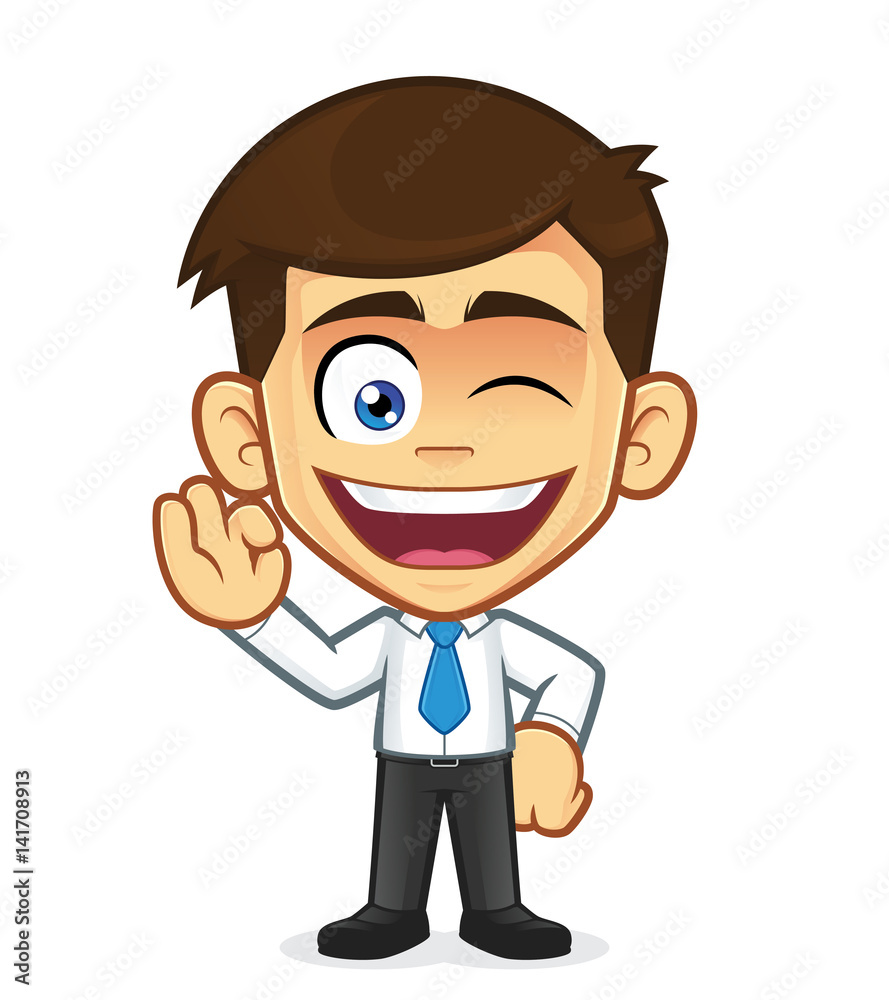 Businessman gesturing ok and winking