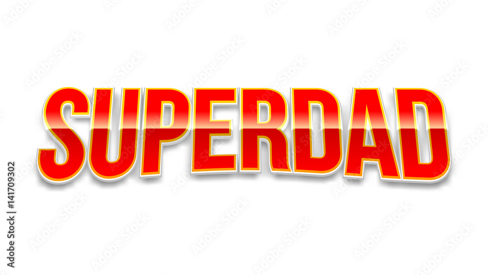 Super dad badge on white background. Glossy inscription Super dad over the white star on the red background. Vector illustration. can use for farther day card.