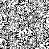 Seamless Black and White Flower Pattern