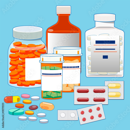 Pill and Medicine Mixed.