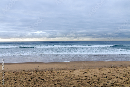 Fototapeta Naklejka Na Ścianę i Meble -  Overcast Beach Sea and Sky Seascape in Durban