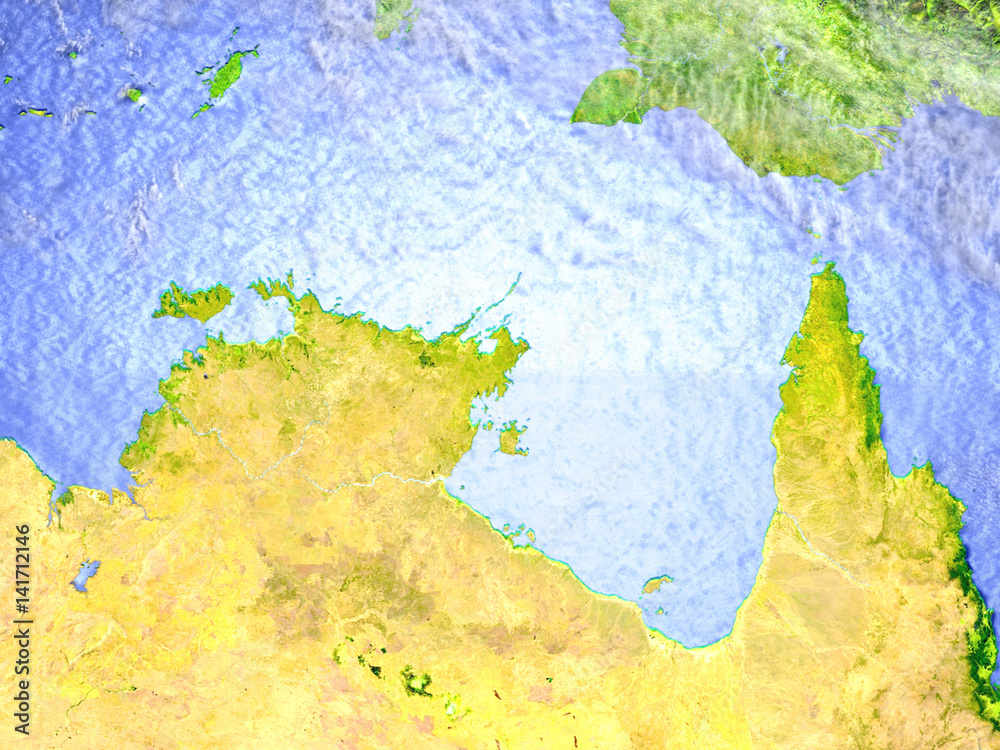 Northern Australia on realistic model of Earth