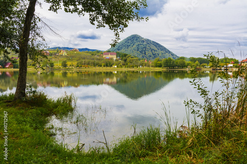 Fototapeta Naklejka Na Ścianę i Meble -  Lake in the mountains for recreation and fishing