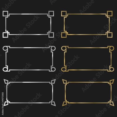 Vintage Gold and Silver Border Frame Template. Isolated on Black Background.