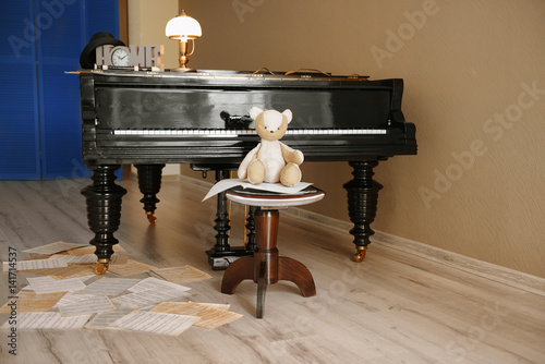 Piano in empty classic room