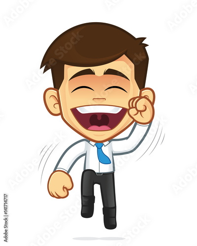 Happy businessman jumping