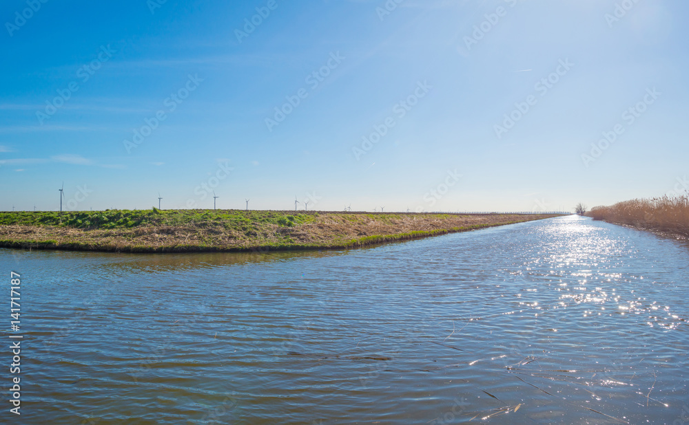 Obraz premium Canal through the countryside in spring