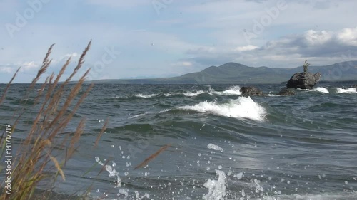 View of the Rock Cherepaha (Turtle) on Lake Baikal. The eastern coast of Lake Baikal.