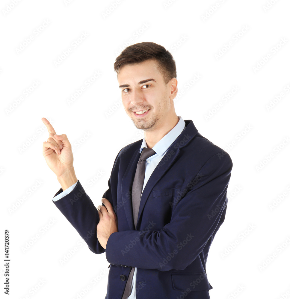 Handsome man in elegant suit on white background Handsome man in elegant suit on white background