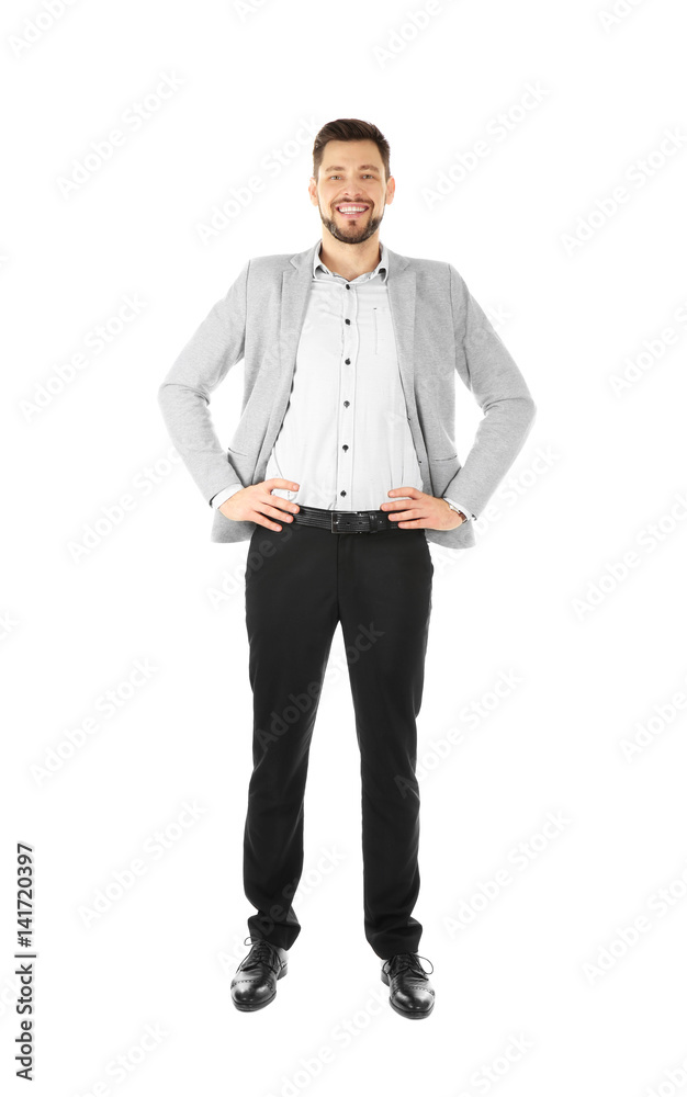 Handsome man in elegant suit on white background Handsome man in elegant suit on white background