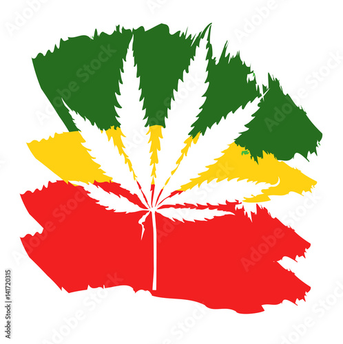 Marijuana Weed Leaf of the Ethiopian flag. Cannabis plant