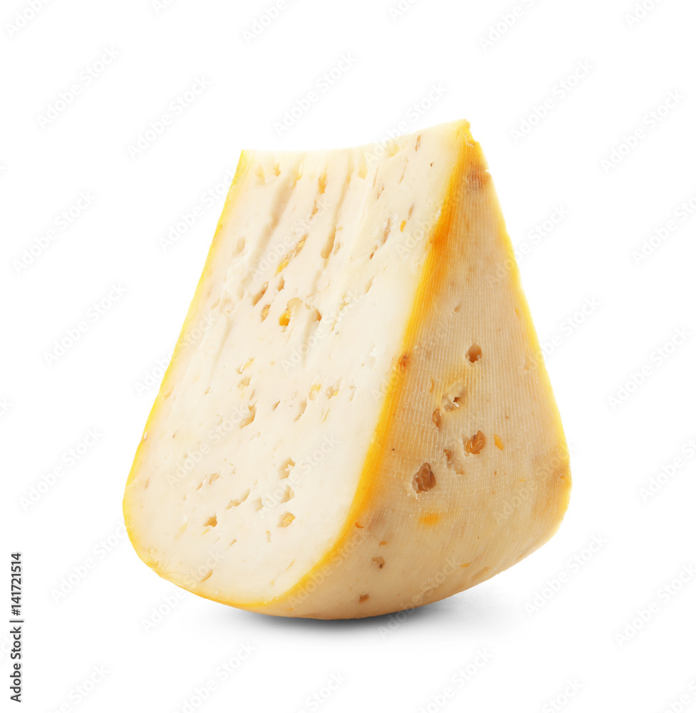 Piece of tasty cheese on white background Piece of tasty cheese on white background
